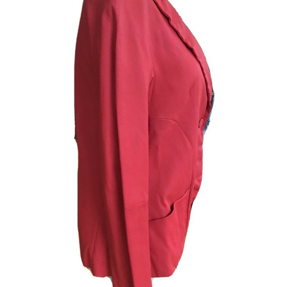 Giorgio Armani Red Leather Jacket New Size 46 - Picture 4 of 10